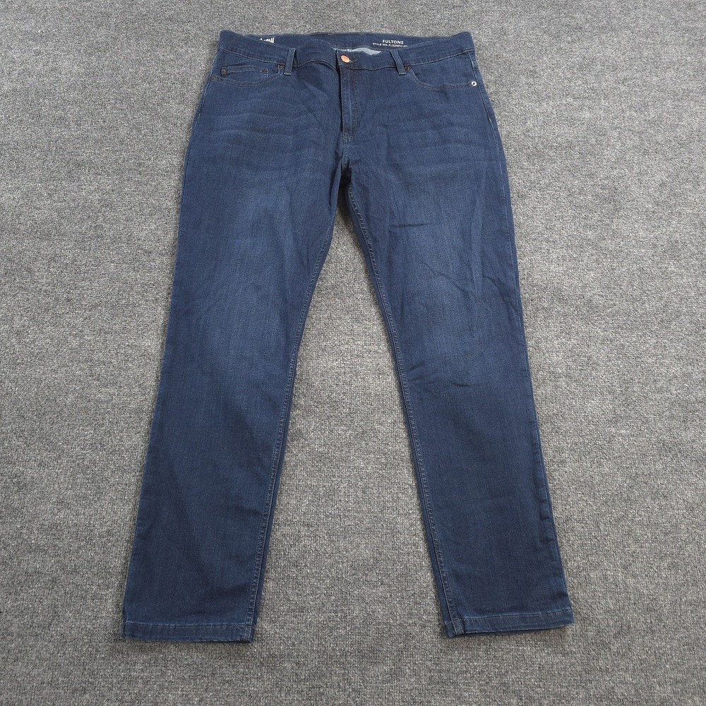 Mugsy Jeans Mens 42x32 Dark Blue Fultons Regular Straight Stretch Denim Casual